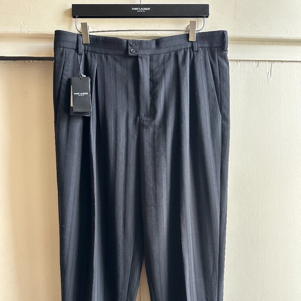 Men's Black Cropped Saint Laurent Trousers